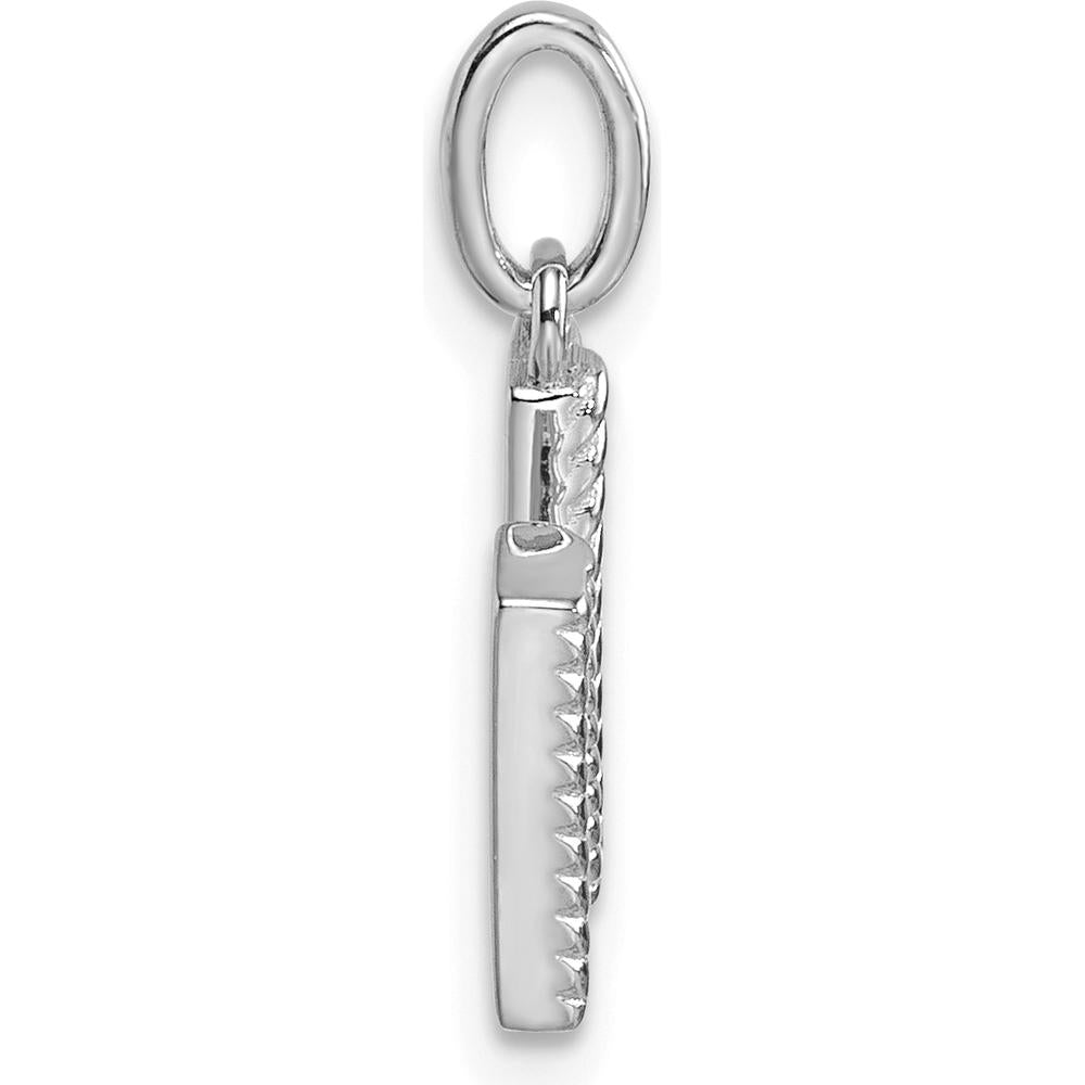 14K White Gold Twisted Diamond Initial M Charm - 0.05 Carat Diamond Weight by Oro Pregiato