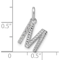 14K White Gold Twisted Diamond Initial M Charm - 0.05 Carat Diamond Weight by Oro Pregiato