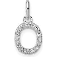 14K White Gold Twisted Diamond Initial O Charm with 0.07 Carat Round Diamonds by Oro Pregiato