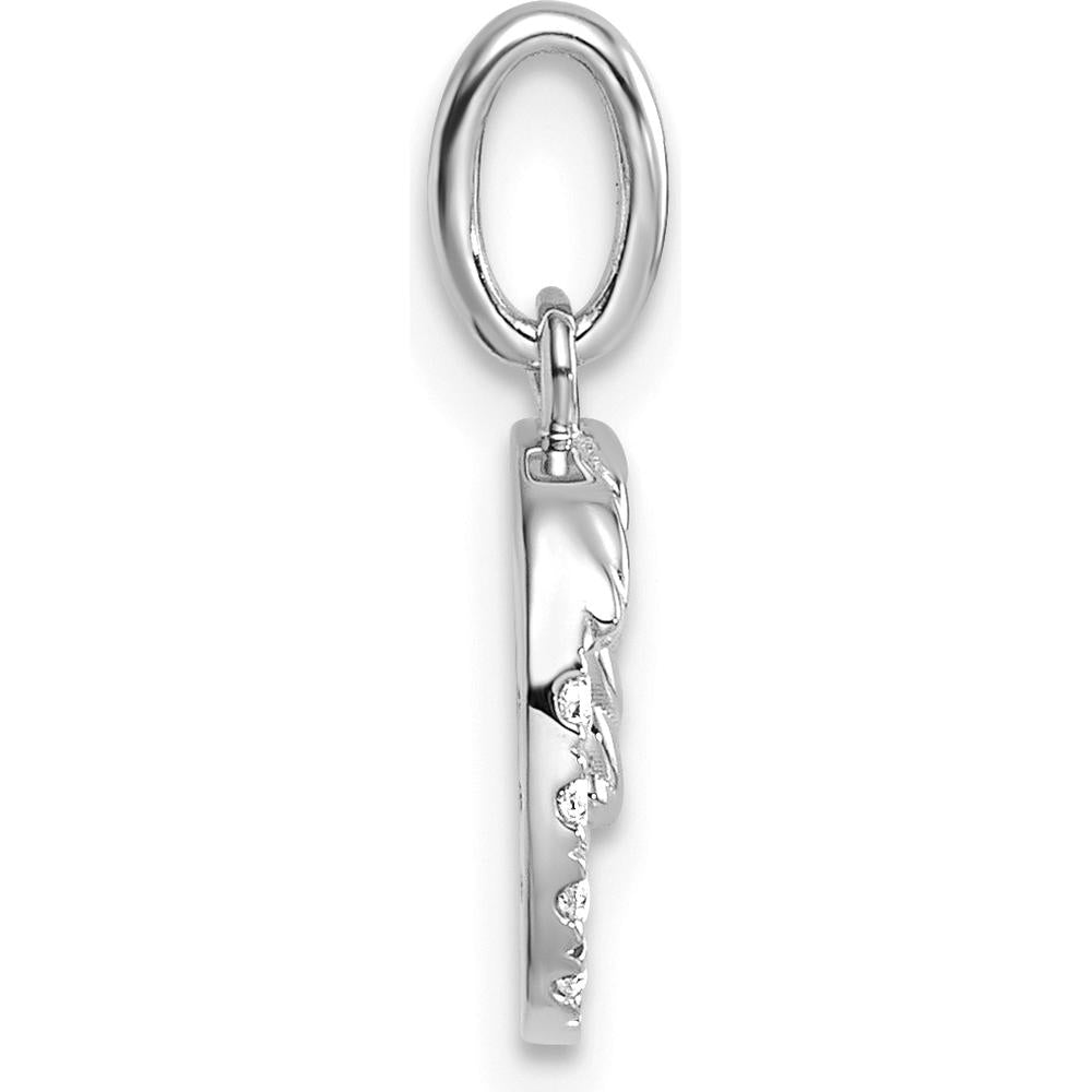 14K White Gold Twisted Diamond Initial O Charm with 0.07 Carat Round Diamonds by Oro Pregiato