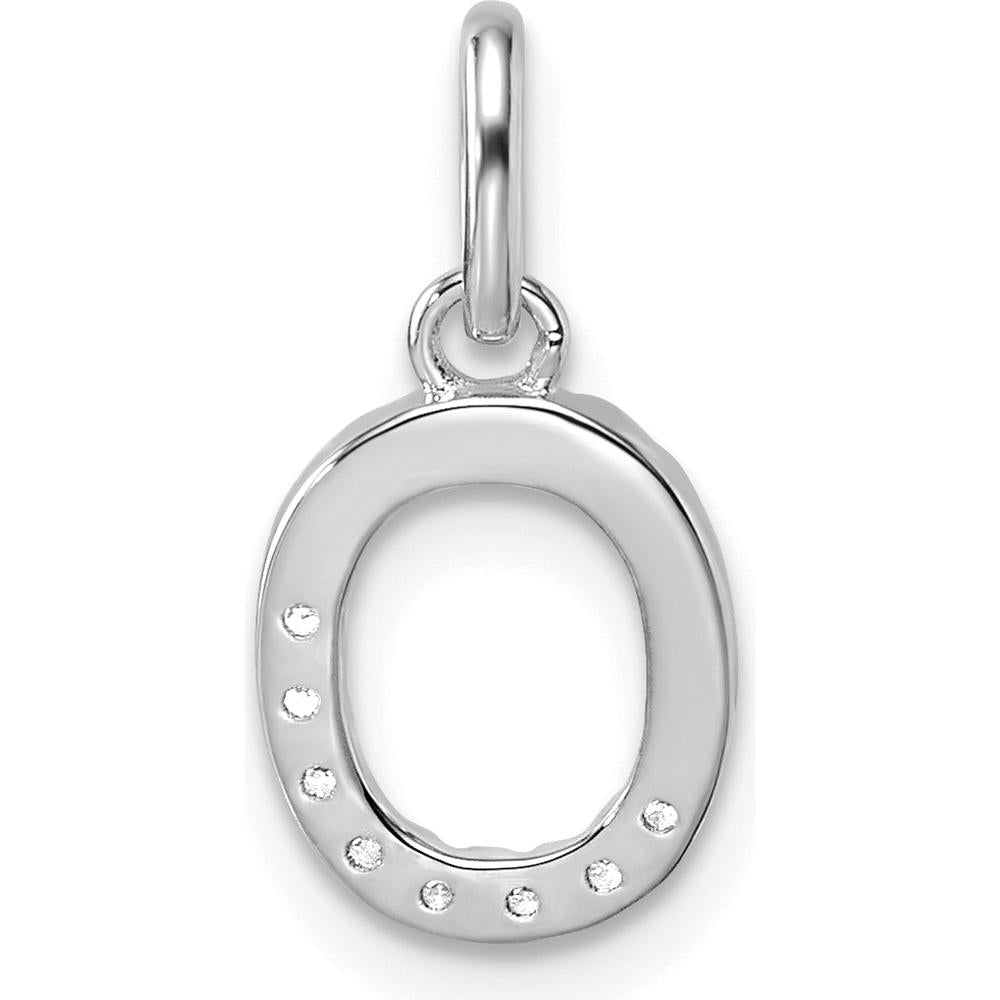 14K White Gold Twisted Diamond Initial O Charm with 0.07 Carat Round Diamonds by Oro Pregiato