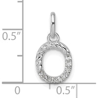 14K White Gold Twisted Diamond Initial O Charm with 0.07 Carat Round Diamonds by Oro Pregiato