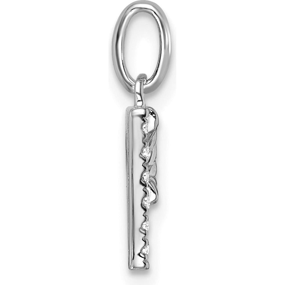 14K White Gold Twisted Diamond Initial "P" Charm - 0.05 Carat Diamond Weight by Oro Pregiato