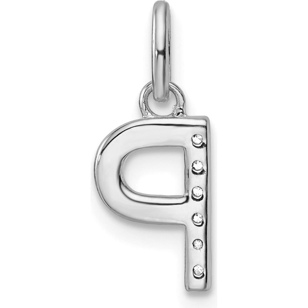 14K White Gold Twisted Diamond Initial "P" Charm - 0.05 Carat Diamond Weight by Oro Pregiato