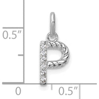 14K White Gold Twisted Diamond Initial "P" Charm - 0.05 Carat Diamond Weight by Oro Pregiato