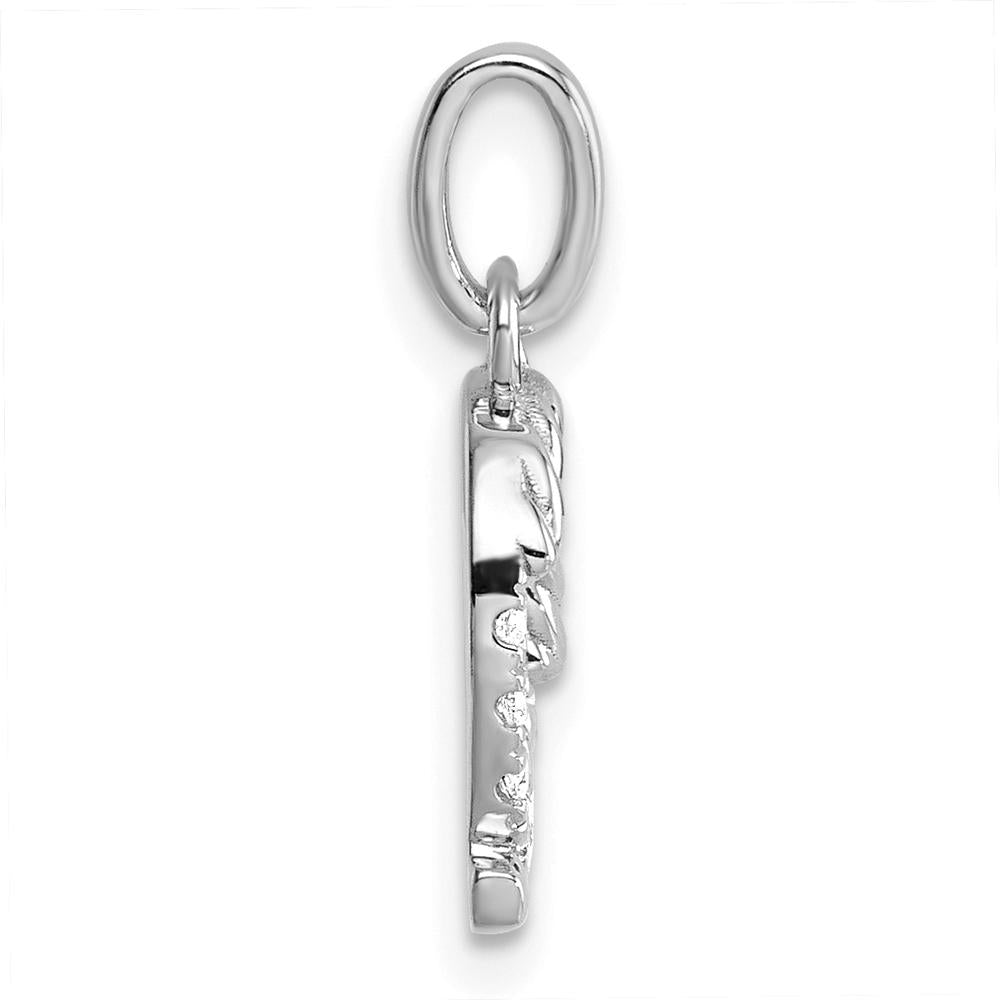 14K White Gold Twisted Diamond Initial "Q" Charm - 0.07 Carat Total Diamond Weight by Oro Pregiato