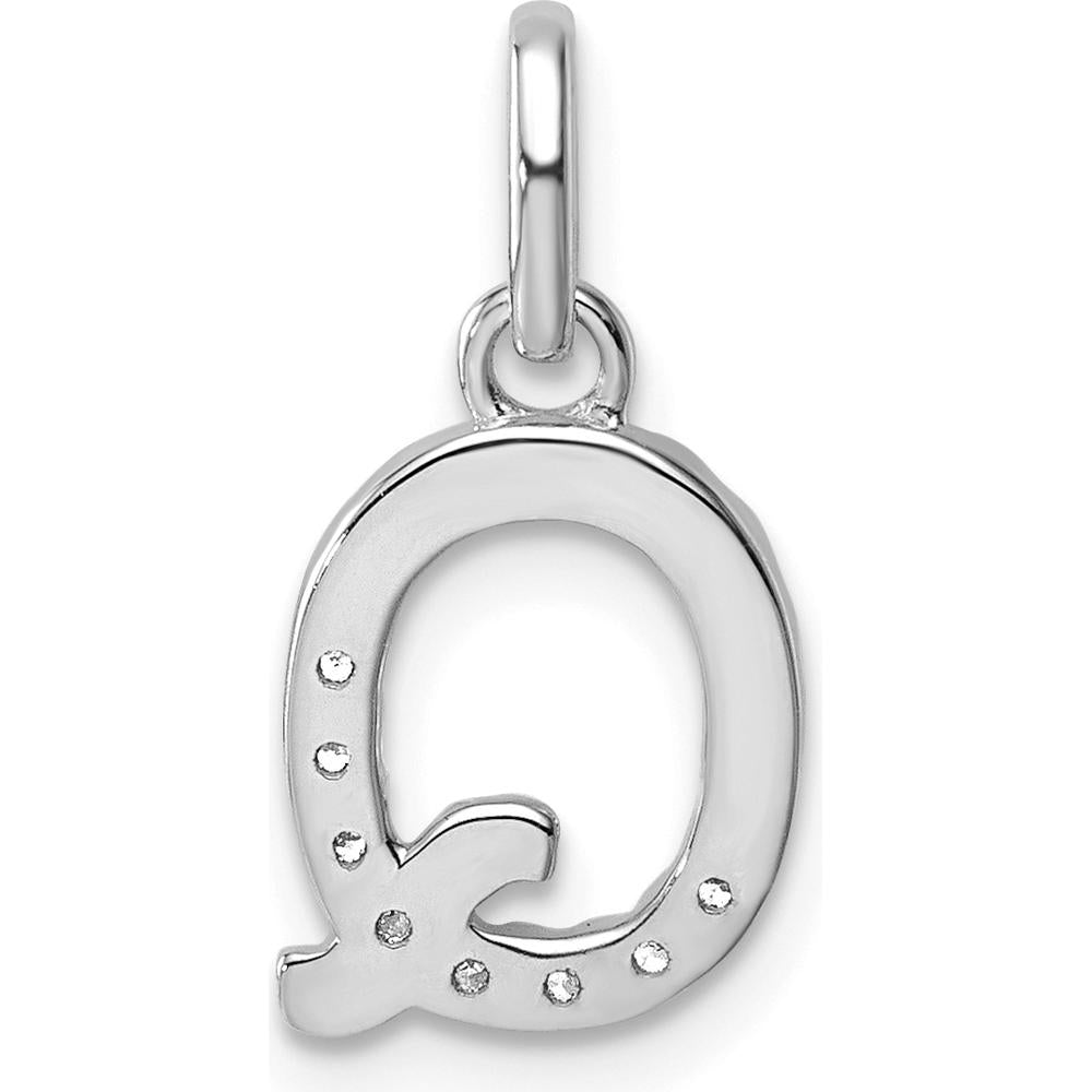 14K White Gold Twisted Diamond Initial "Q" Charm - 0.07 Carat Total Diamond Weight by Oro Pregiato
