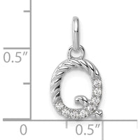 14K White Gold Twisted Diamond Initial "Q" Charm - 0.07 Carat Total Diamond Weight by Oro Pregiato