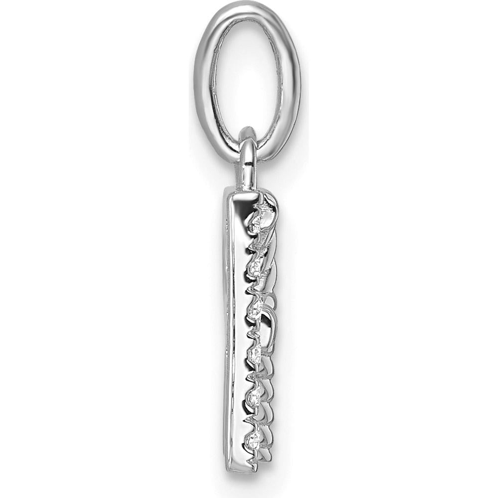 14K White Gold Twisted Diamond Initial "R" Charm - 0.05 Carat Diamond Weight by Oro Pregiato