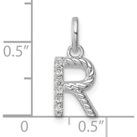 14K White Gold Twisted Diamond Initial "R" Charm - 0.05 Carat Diamond Weight by Oro Pregiato