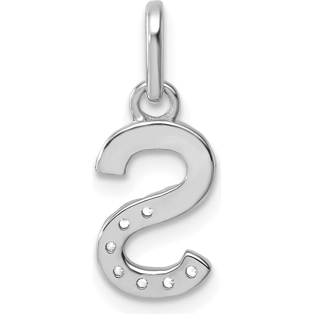 14K White Gold Twisted Diamond Initial S Charm with 0.07 Carat Diamonds by Oro Pregiato