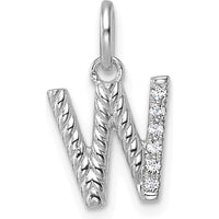 14K White Gold Twisted Diamond Initial "W" Charm - 0.05 Carat Diamond Weight by Oro Pregiato