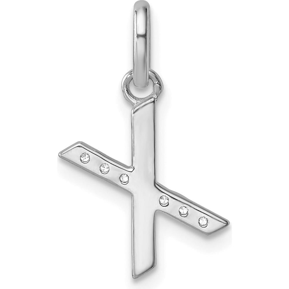 14K White Gold Twisted Diamond Initial X Charm - 0.05 Carat Total Diamond Weight by Oro Pregiato