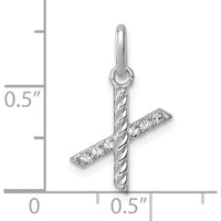 14K White Gold Twisted Diamond Initial X Charm - 0.05 Carat Total Diamond Weight by Oro Pregiato