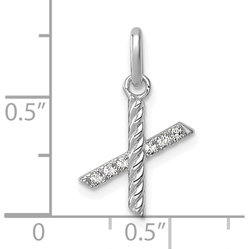14K White Gold Twisted Diamond Initial X Charm - 0.05 Carat Total Diamond Weight by Oro Pregiato