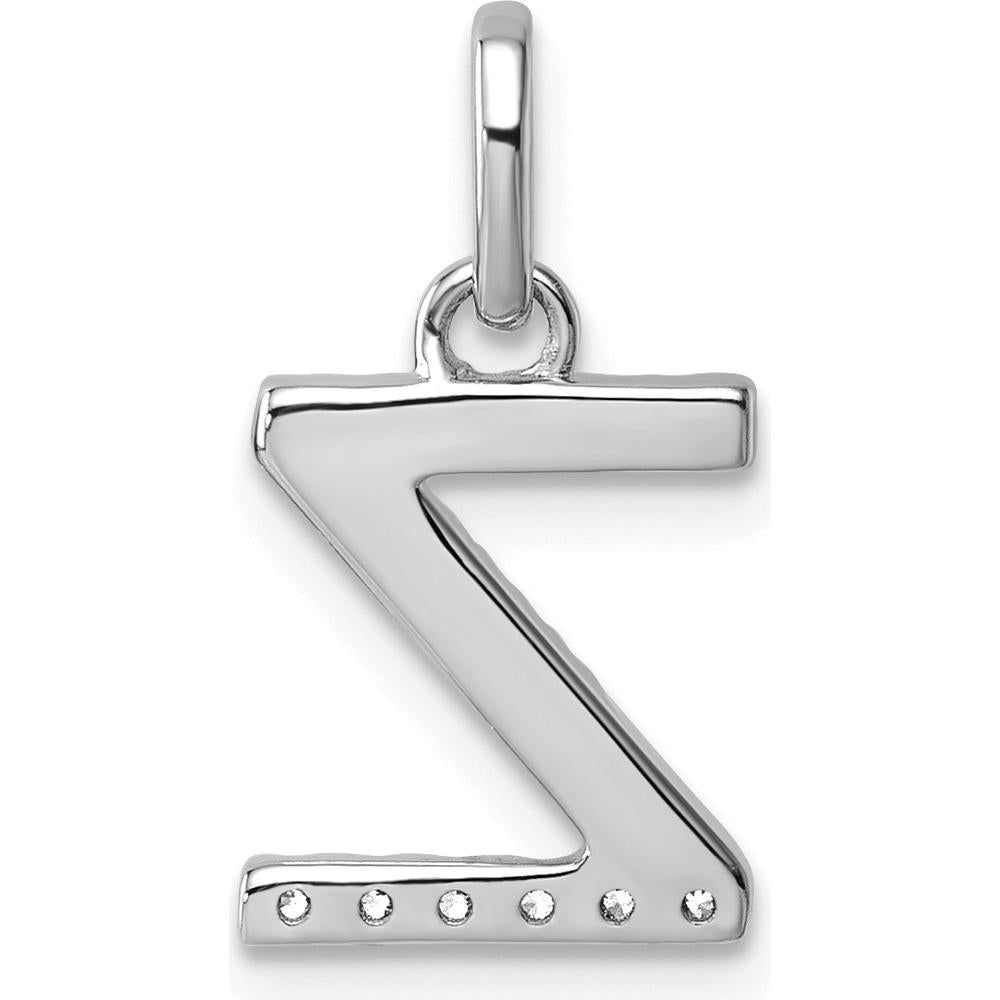 14K White Gold Twisted Diamond Initial Z Pendant with 0.05 Carat Diamond Detail by Oro Pregiato