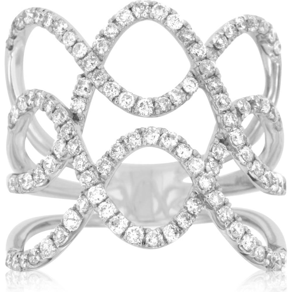 14K White Gold Twisted Diamond Ring - 1.00 Carats Total Diamond Weight