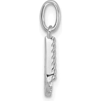 14K White Gold Twisted Diamond U Initial Charm - 0.10 Carat Total Diamond Weight by Oro Pregiato