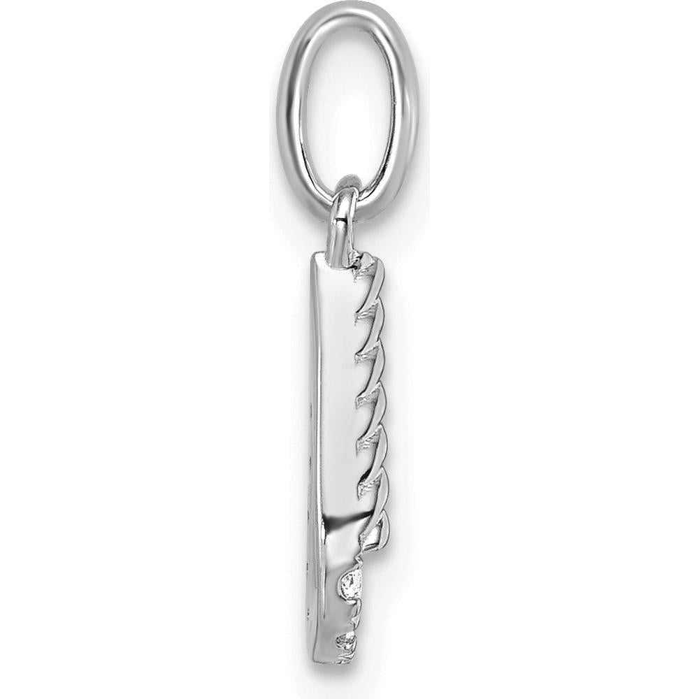 14K White Gold Twisted Diamond U Initial Charm - 0.10 Carat Total Diamond Weight by Oro Pregiato