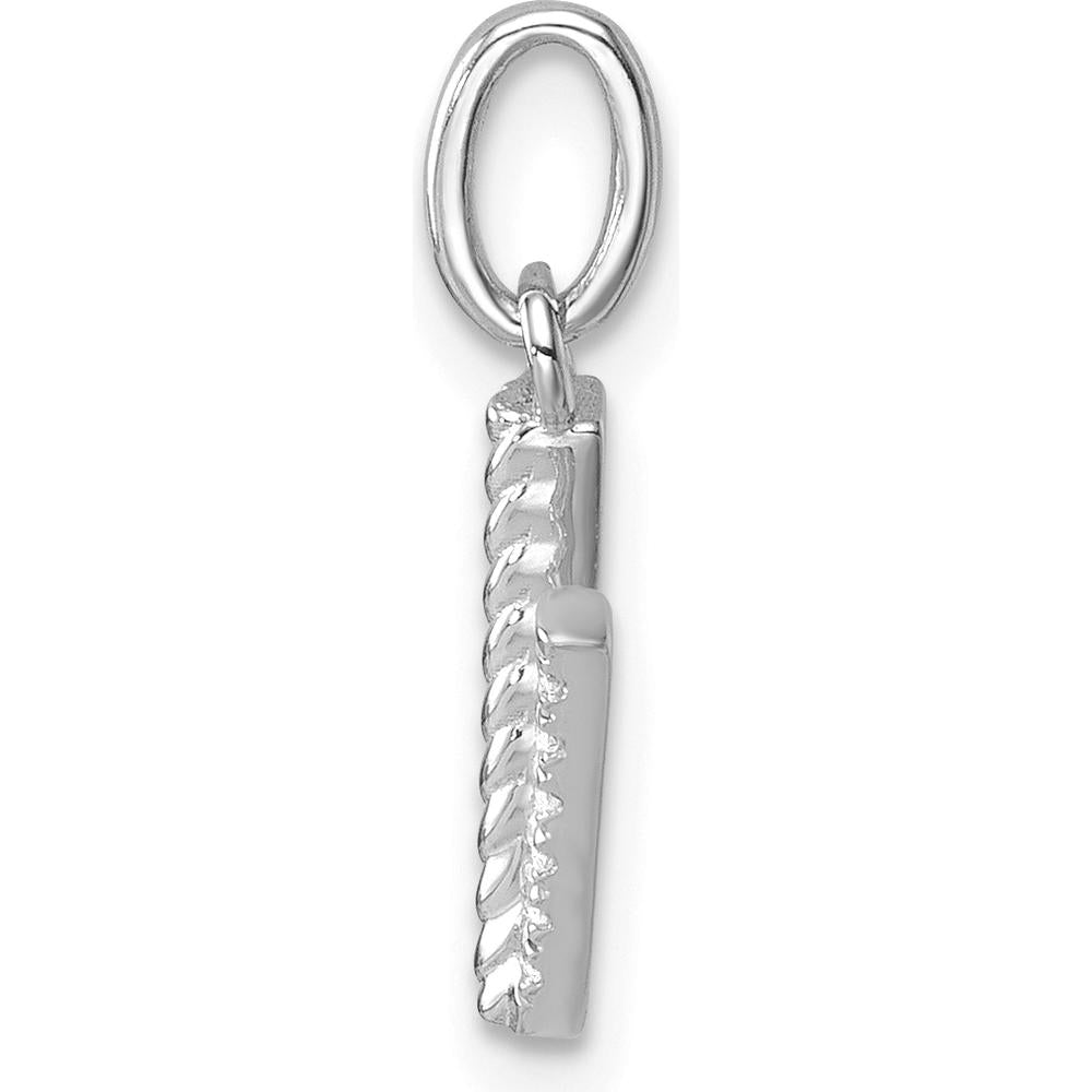 14K White Gold Twisted Diamond V Charm Pendant - 0.05 Carat Total Diamond Weight by Oro Pregiato