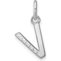 14K White Gold Twisted Diamond V Charm Pendant - 0.05 Carat Total Diamond Weight by Oro Pregiato