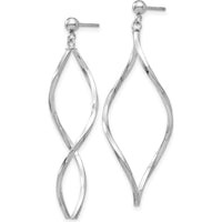 14K White Gold Twisted Drop Dangle Earrings with Rhodium Plating by Oro Pregiato