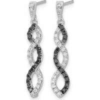 14K White Gold Twisted Drop Earrings with Black and White Diamonds - 0.36 Carat Total Diamond Weight by Monteluci Fine Jewelry