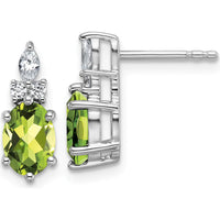 14K White Gold Twisted Drop Earrings with Peridot and Diamond - 0.24 Carat Total Gem Weight by Oro Pregiato