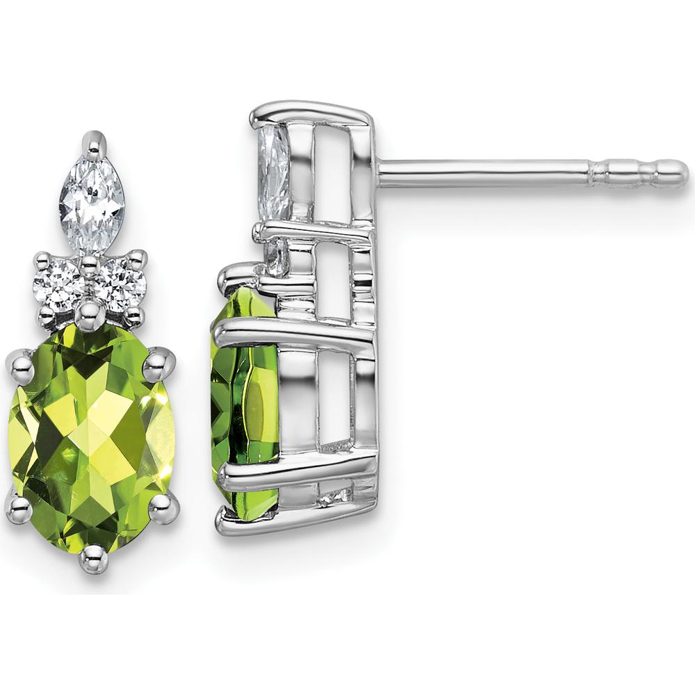 14K White Gold Twisted Drop Earrings with Peridot and Diamond - 0.24 Carat Total Gem Weight by Oro Pregiato
