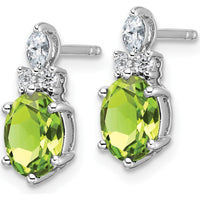 14K White Gold Twisted Drop Earrings with Peridot and Diamond - 0.24 Carat Total Gem Weight by Oro Pregiato