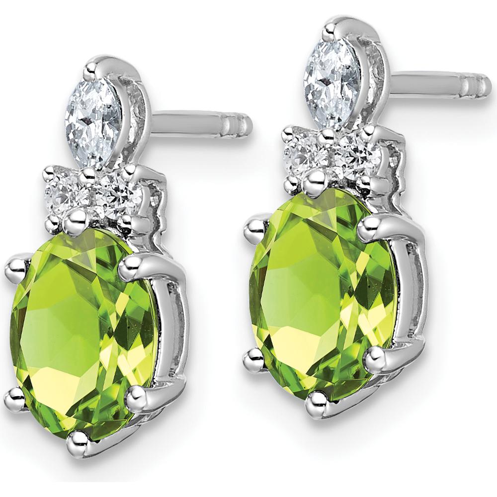14K White Gold Twisted Drop Earrings with Peridot and Diamond - 0.24 Carat Total Gem Weight by Oro Pregiato