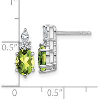 14K White Gold Twisted Drop Earrings with Peridot and Diamond - 0.24 Carat Total Gem Weight by Oro Pregiato