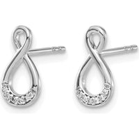 14K White Gold Twisted Drop Earrings with Round Diamonds - 0.007 Carat Total Diamond Weight by Monteluci Fine Jewelry