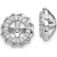 14K White Gold Twisted Edge Diamond Earring Jackets with 36 Round White Diamonds - 0.004 Carats Total Diamond Weight by Monteluci Fine Jewelry