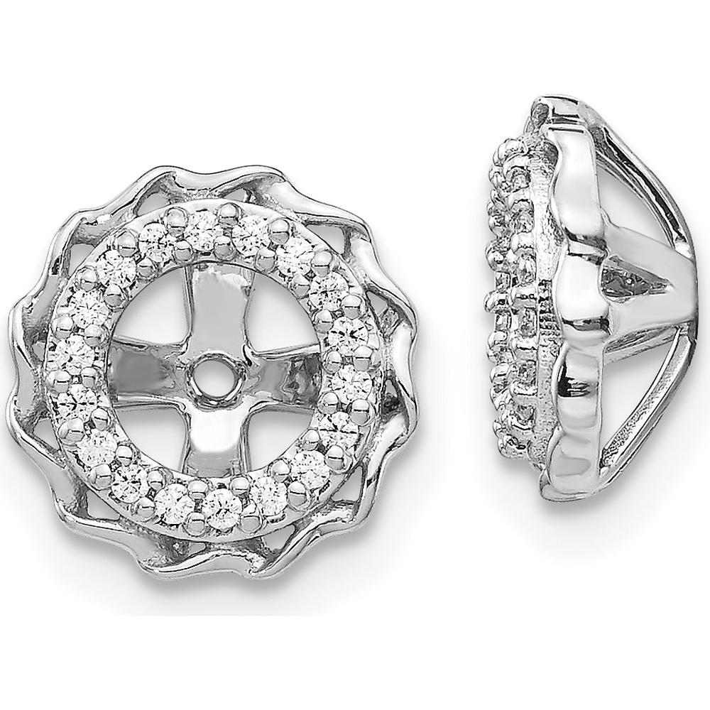 14K White Gold Twisted Edge Diamond Earring Jackets with 36 Round White Diamonds - 0.004 Carats Total Diamond Weight by Monteluci Fine Jewelry