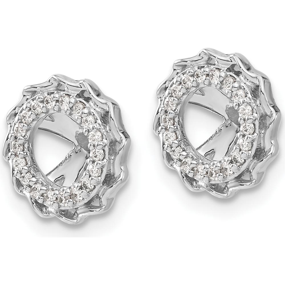 14K White Gold Twisted Edge Diamond Earring Jackets with 36 Round White Diamonds - 0.004 Carats Total Diamond Weight by Monteluci Fine Jewelry