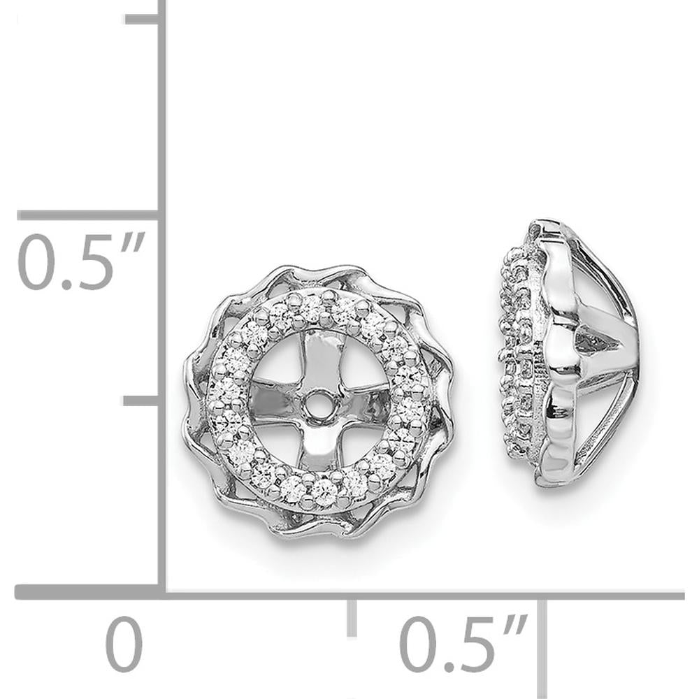 14K White Gold Twisted Edge Diamond Earring Jackets with 36 Round White Diamonds - 0.004 Carats Total Diamond Weight by Monteluci Fine Jewelry