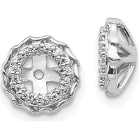 14K White Gold Twisted Edge Diamond Earring Jackets with Round Diamonds - 0.0031 Carats Total Diamond Weight by Monteluci Fine Jewelry