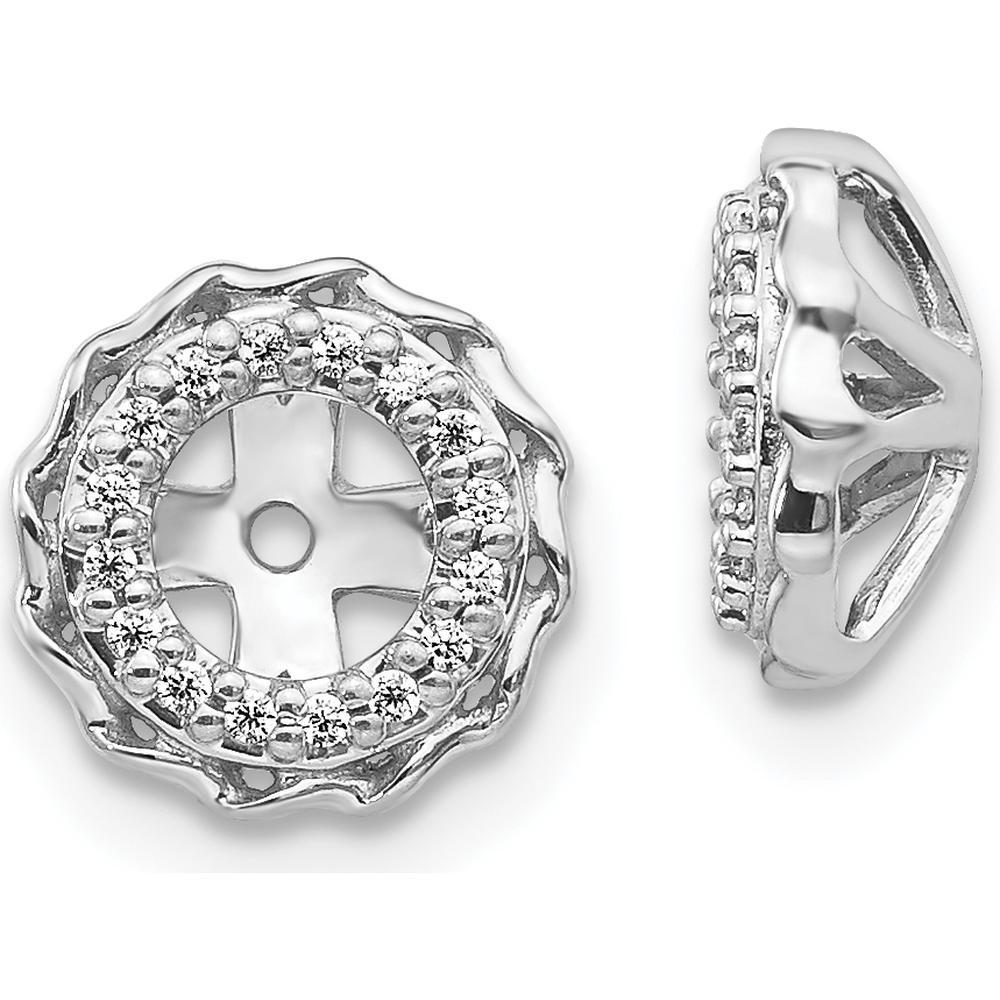 14K White Gold Twisted Edge Diamond Earring Jackets with Round Diamonds - 0.0031 Carats Total Diamond Weight by Monteluci Fine Jewelry