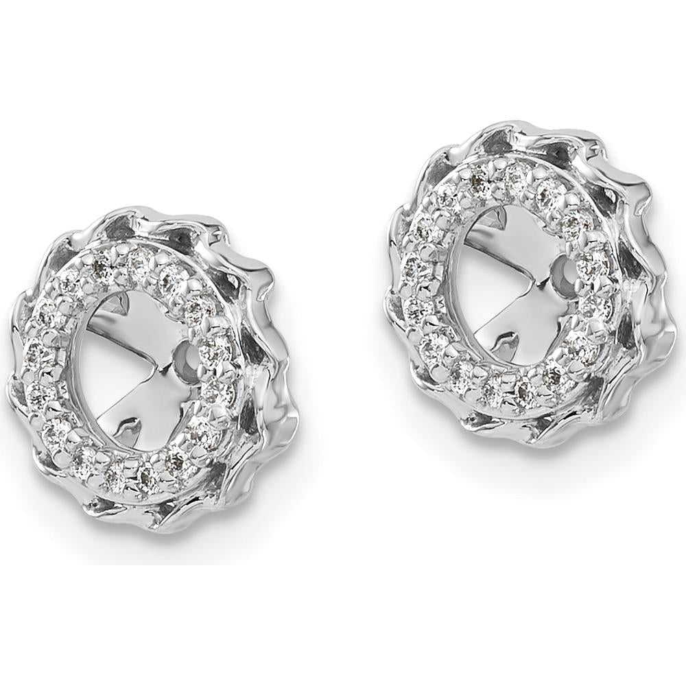 14K White Gold Twisted Edge Diamond Earring Jackets with Round Diamonds - 0.0031 Carats Total Diamond Weight by Monteluci Fine Jewelry