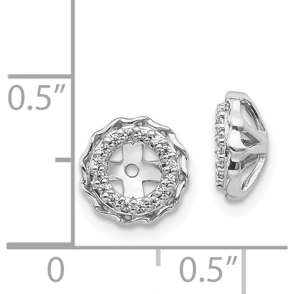 14K White Gold Twisted Edge Diamond Earring Jackets with Round Diamonds - 0.0031 Carats Total Diamond Weight by Monteluci Fine Jewelry