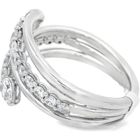 14K White Gold Twisted Fashion Ring with Pear and Round Diamonds - 1.15 Carat Total Diamond Weight by Auriventus