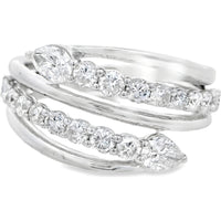 14K White Gold Twisted Fashion Ring with Pear and Round Diamonds - 1.15 Carat Total Diamond Weight by Auriventus