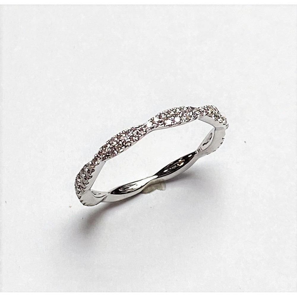 14K White Gold Twisted Free Form Fashion Ring with Micro-Pavé Set Round Diamonds - 0.32 Carat Total Diamond Weight by Auriventus