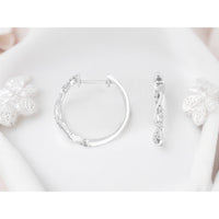 14K White Gold Twisted Hoop Earrings with Pave-Set Round Diamonds - 0.21 Carat Total Diamond Weight - Royal Jewelry