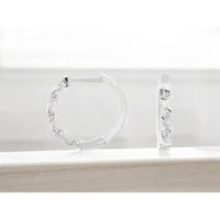 14K White Gold Twisted Hoop Earrings with Prong-Set Round Diamonds - 0.20 Carat Total Diamond Weight - Royal Jewelry