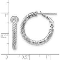 14K White Gold Twisted Hoop Earrings with Rhodium Plating - 21mm Diameter by Oro Pregiato