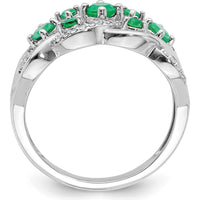 14K White Gold Twisted Infinity Ring with Round Emeralds (0.55ct) and Pavé Diamonds (0.18ct) by 0