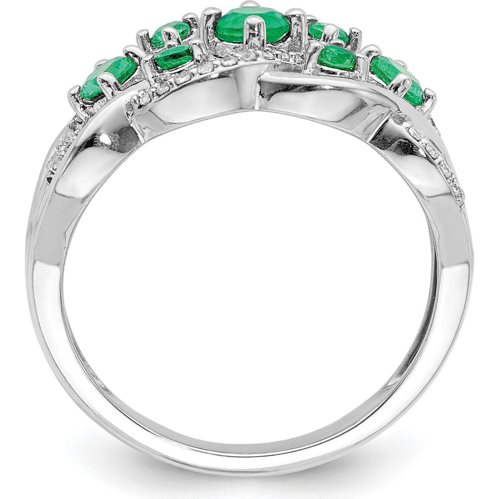 14K White Gold Twisted Infinity Ring with Round Emeralds (0.55ct) and Pavé Diamonds (0.18ct) by 0