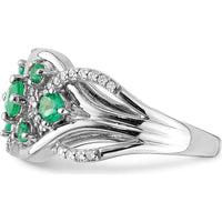 14K White Gold Twisted Infinity Ring with Round Emeralds (0.55ct) and Pavé Diamonds (0.18ct) by 0